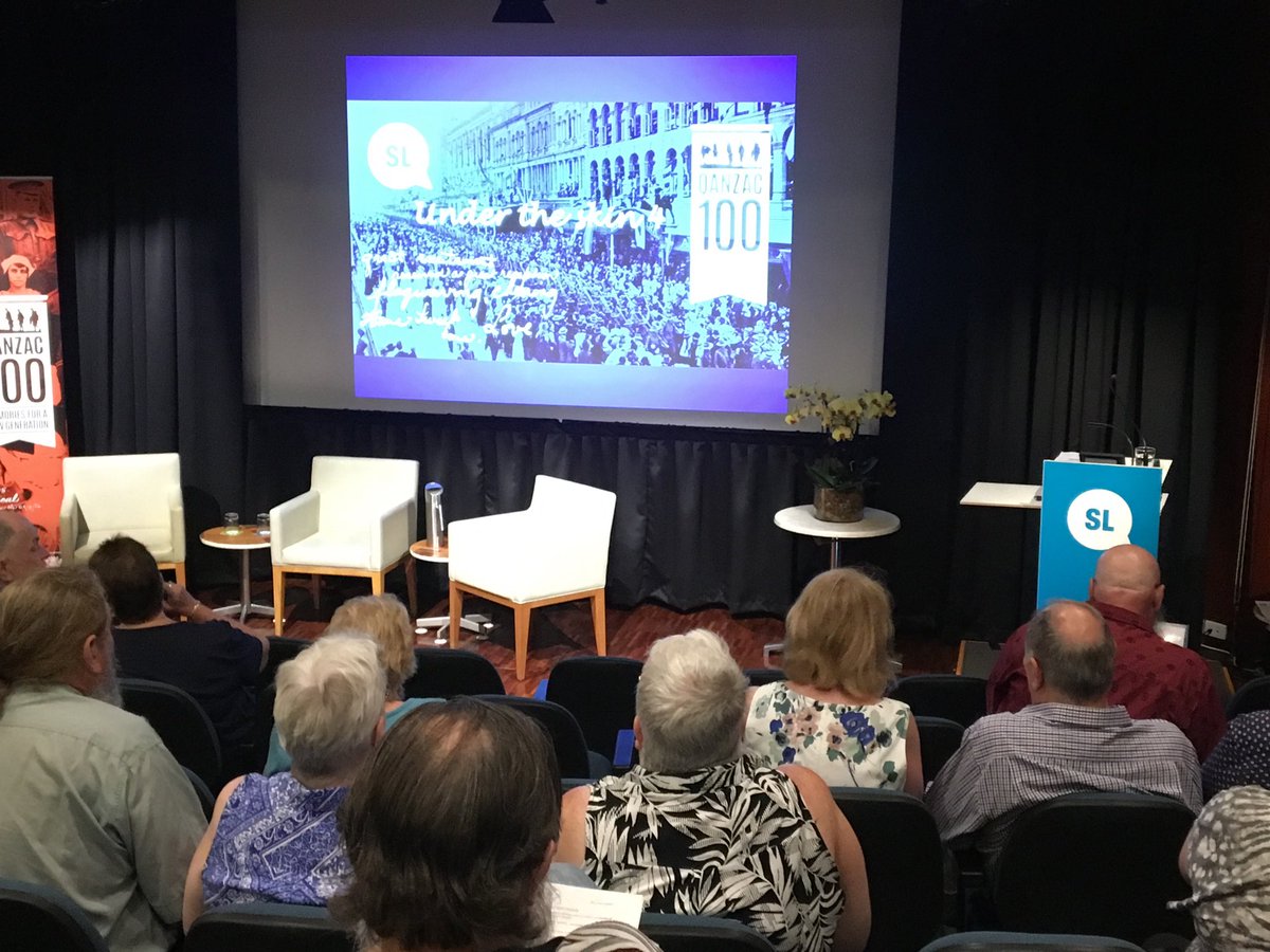 coffeemiss's tweet photo. About to start Under the skins 4 - the final session on research outcomes of the #QANZAC100 Fellows ⁦@slqld⁩ #anzac #qldmemory https://t.co/dwyFTwBvHF