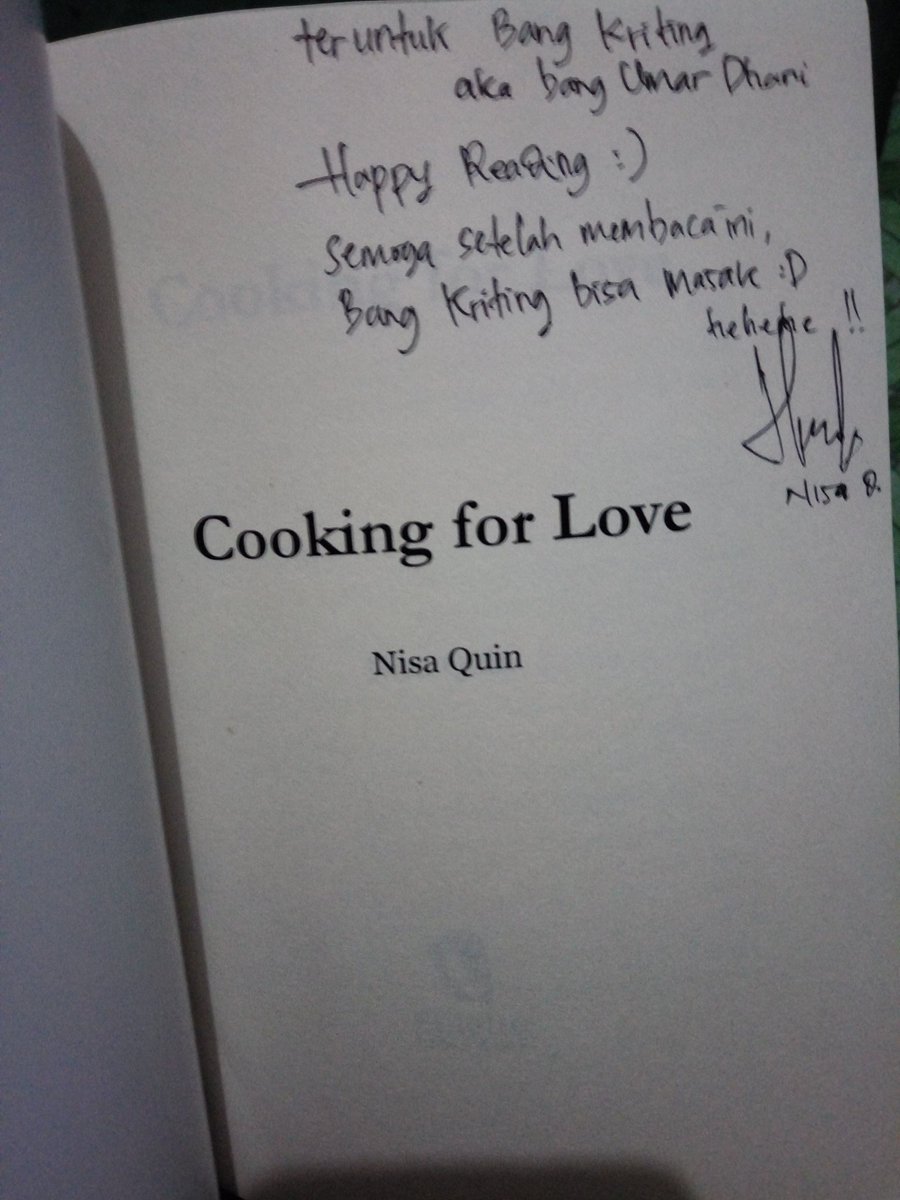 uumdan's tweet photo. Cooking For Love by @nisa_nish (Nisa Quin)
Recommended sekali buat kamu yang ingin belajar masak, bedanya di Novel ini masaknya dibumbui dengan cinta. https://t.co/U3HO20f30V