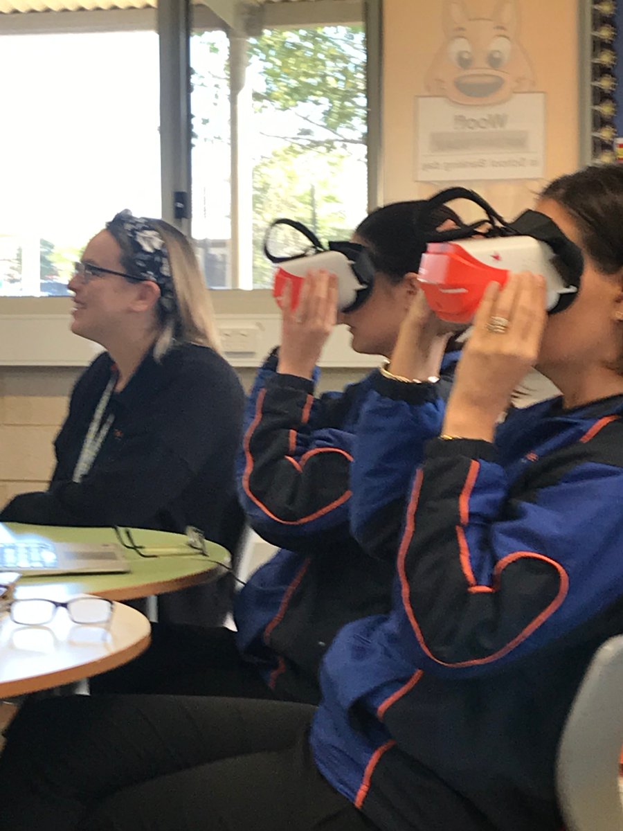 TreendalePS's tweet photo. Staff at TPS enjoying their first Techy Brekky! Thanks to @katearchi and Karina Van Niel for providing this PL on Powerpoint and VR headsets 💻 https://t.co/pHoa1dL18L