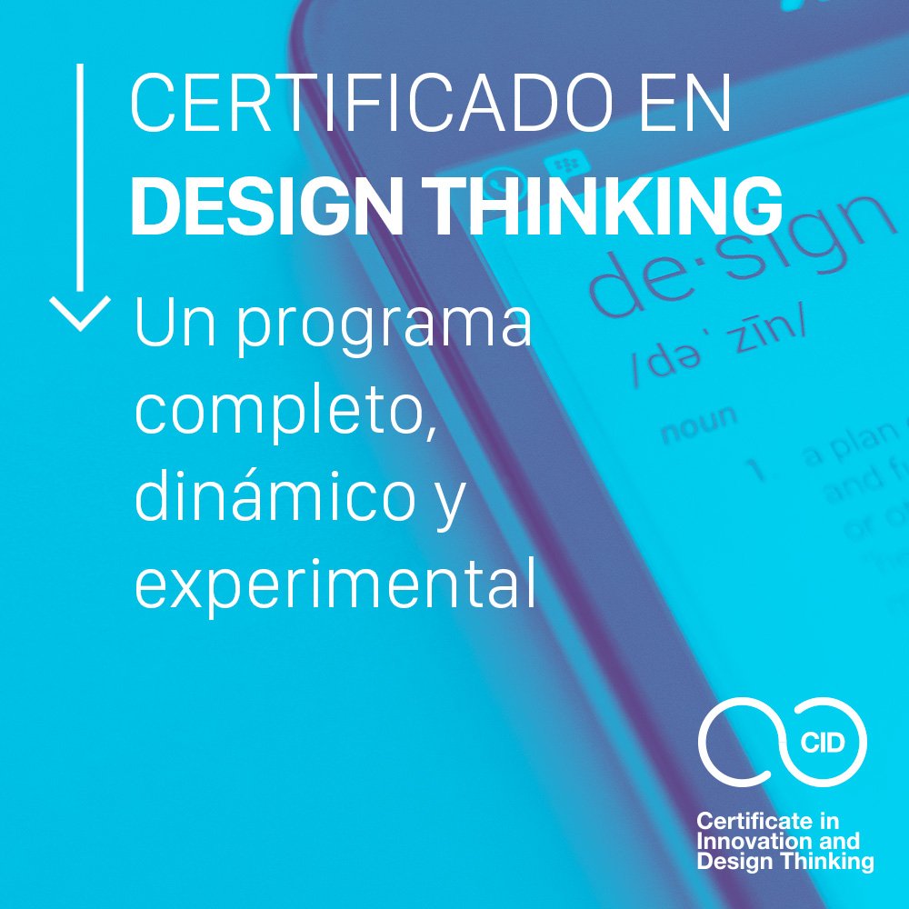 Estudia hoy #DesignThinking 

Tendrás el beneficio de recibir asesoría presencial de profesores de prestigiosas Universidades, además de que cuentan con trayectoria en compañías líderes en innovación.

¡Certifícate con nosotros! 
bit.ly/2F73onb