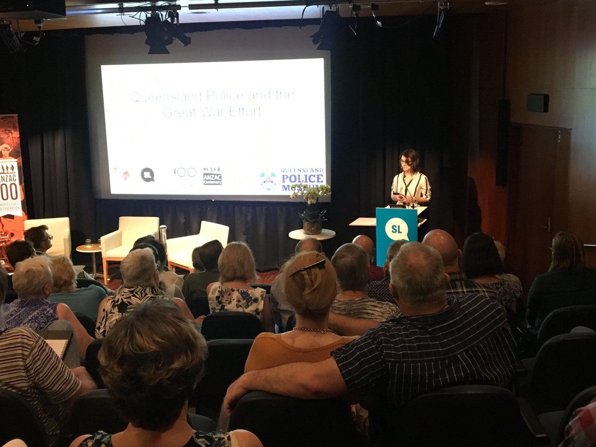 coffeemiss's tweet photo. It is a full auditorium for Under the skin 4 - #QANZAC100 Fellows sharing their research outcomes #Anzac @slqld #qldmemory https://t.co/LZ1Q7ErhDJ