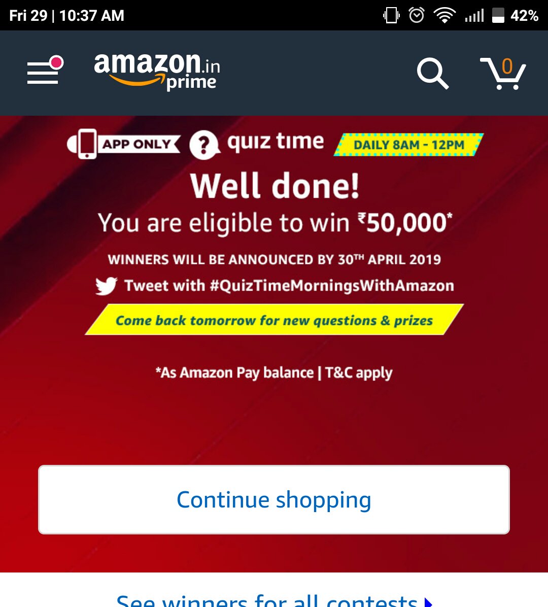 Yes...successfully made today 😀...#QuizTimeMorningsWithAmazon