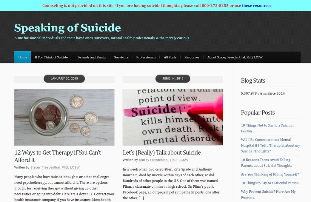 My site SpeakingOfSuicide.com passed 5 million views today, which is both sad &amp; good news. It's sad so many people need to come to the site, and yet it's good the site reaches so many people who need it.