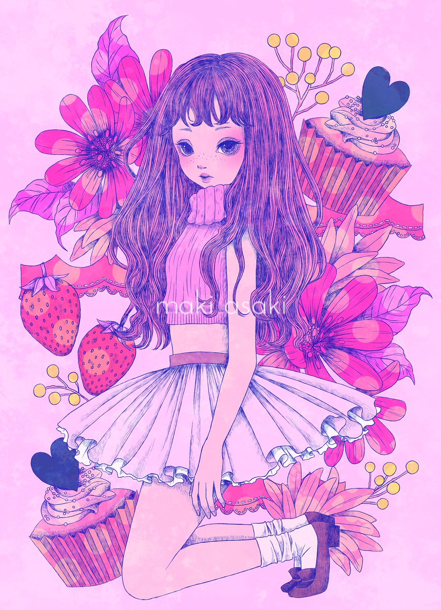 朝木麻貴 女の子 イラスト Illust 女の子 ピンク Pink 絵 T Co Yvjk3umlvg Twitter