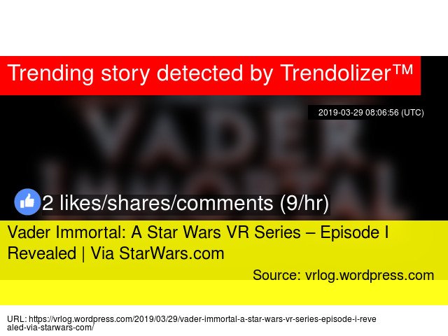 Vader Immortal: A Star Wars VR Series – Episode I Revealed | Via StarWars.com #lucasfilm virtualreality.trendolizer.com/2019/03/vader-…