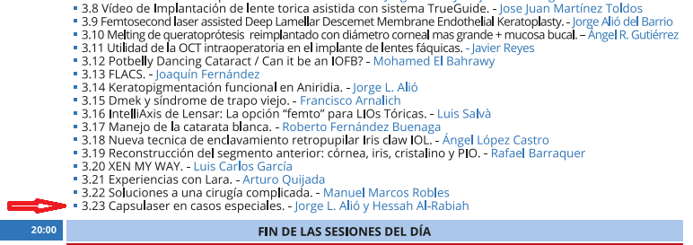 IMEXonline's tweet photo. ¿Habéis visto el programa de #ARI2019 ? Esta tarde, en la sesión de casos complicados, podréis ver casos especiales tratados con #capsulaser con el Dr. Alió y Dr. Al-Rabiah https://t.co/BY0BhxjWw5