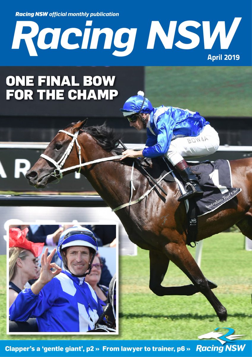 RacingNSWMagaz's tweet photo. April 19 Racing NSW Magazine out on Monday - no April fooling! Stories on Happy Clapper's strapper Ainsley Fox, former lawyer now trainer Ben Borham, @WyongRaceClub 'Pin up boys', Kembla's Luke Price and heaps more - https://t.co/47bchZquCO https://t.co/H0HGQ2bziE