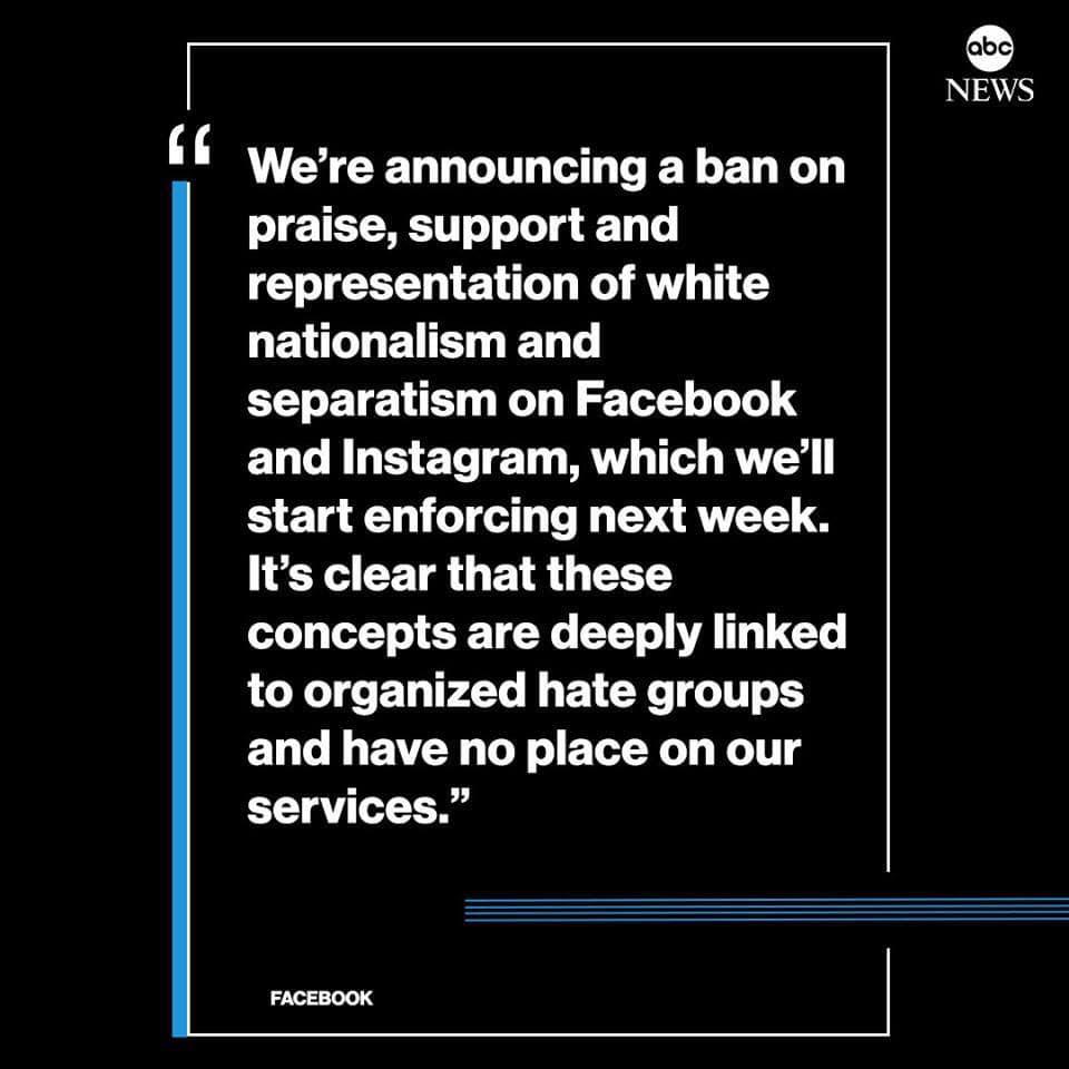 Hey look, Facebook did something not shady for once. The First Amendment has a long history of exceptions for egregious or violent behavior. White supremacy is one of them.
