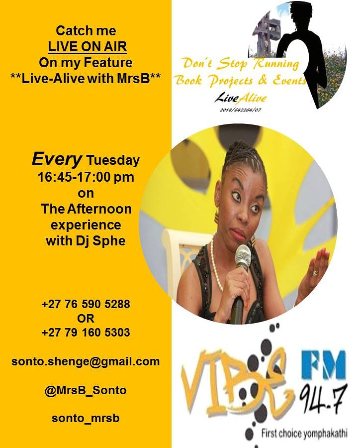 MrsB_Sonto's tweet photo. The grace of God has done it again #dontstoprunning will be now on radio weekly. Do tune in to the live show for my feature.
#MrsB
#live_alive https://t.co/Ddd673o3de