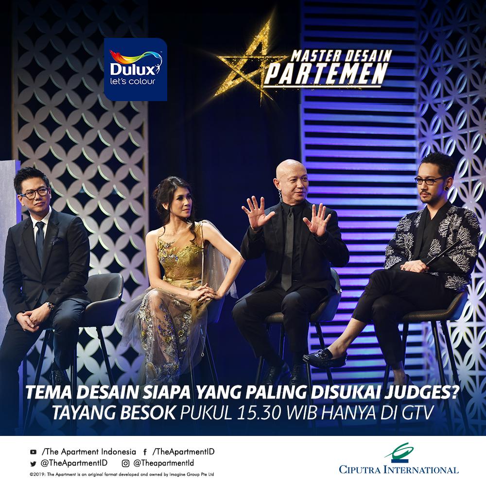Tema Desain siapa yang paling disukai judges? Nantikan keseruan Episode Grand Final #MasterDesainApartemen BESOK pukul 15.30 WIB hanya di <a href="/OfficialGTVID/">OfficialGTVID</a>