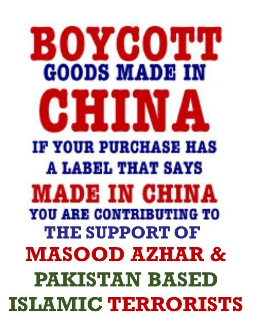 0044Tamil's tweet photo. https://t.co/4VSZ8pDFXz

Boycott Chinese products, 

block Chinese TRADE

#islamicterrorism 
#UNSC #France #UK #EU 
#PulwamaAttack 
@SayNo2China #BanMasoodAzhar  #China  #Surgicalstrike2 #Beijing  
#IDC @XHNews @Echinanews @ReutersChina
@Huawei @AlibabaTalk @xiaomi @Lenovo https://t.co/kfpJd3Oa6a