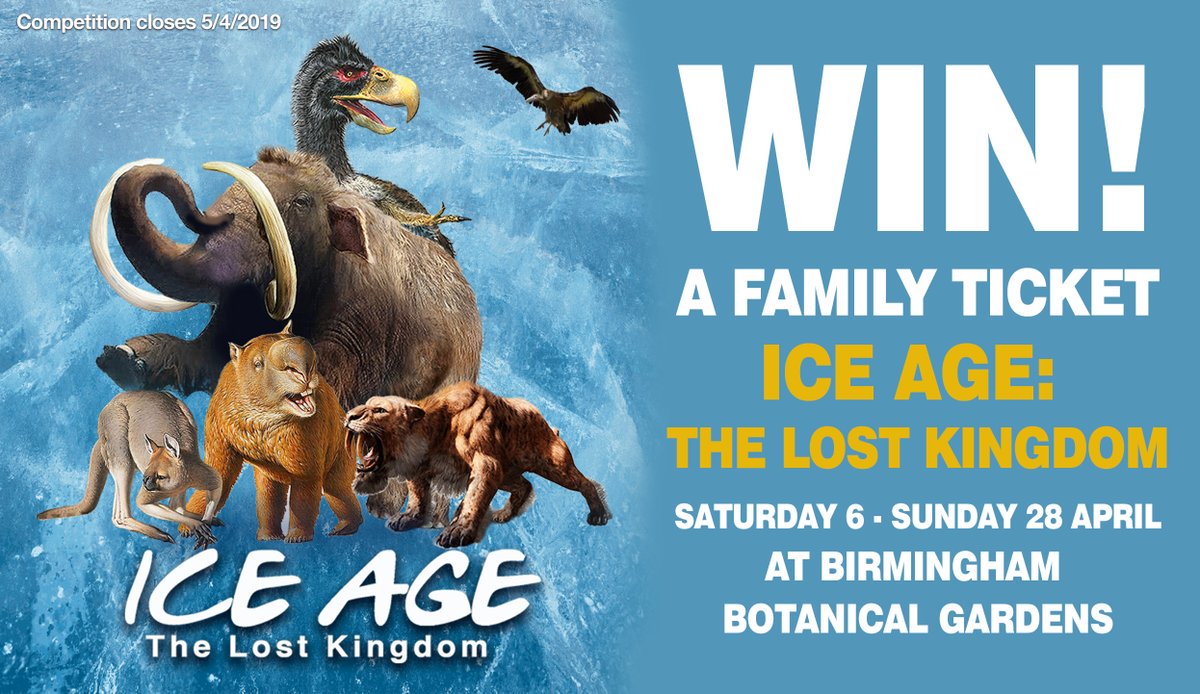 WhatsOnBrum's tweet photo. #WIN!
A family ticket to Ice Age: The Lost Kingdom which takes place at @BhamBotanicalGd from 6-28 Apr. FOLLOW + RT before 5/4 for your chance to win. https://t.co/PwYH2gIrjM