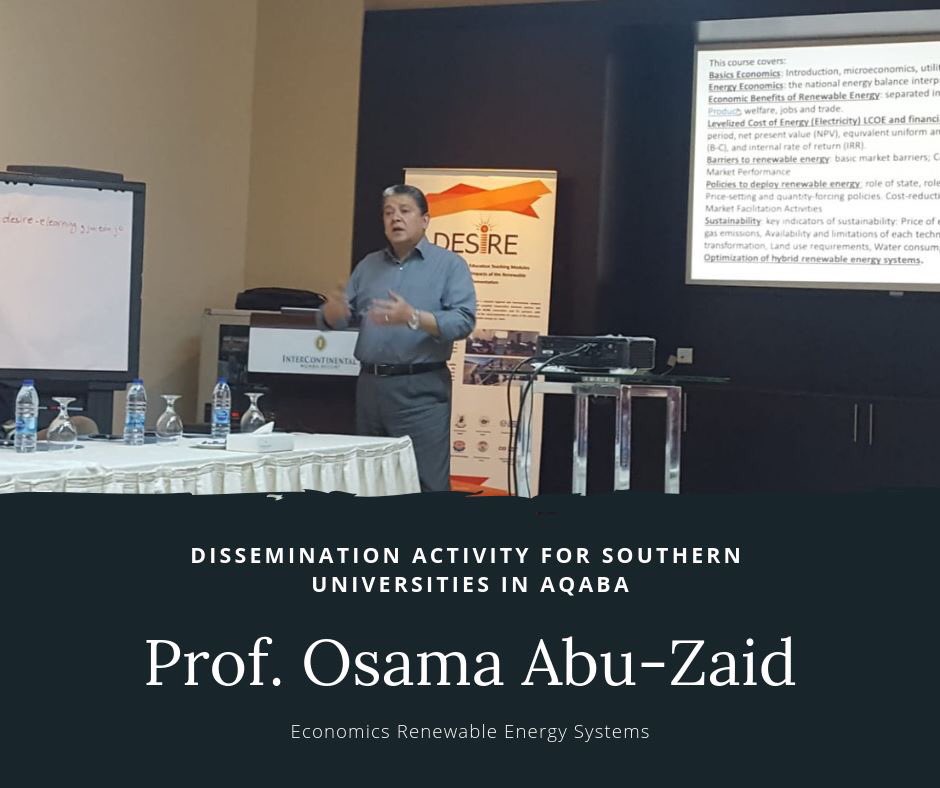 Prof. Osama Abu Zaid from the University of Jordan is here to discuss Economics Renewable Energy Systems and environmental impact.

#ErasmusPlusJo #ErasmusPlus
#Jordan #Germany #Italy #Cyprus #Egypt #Syria
#GJU #German_Jordanian_University