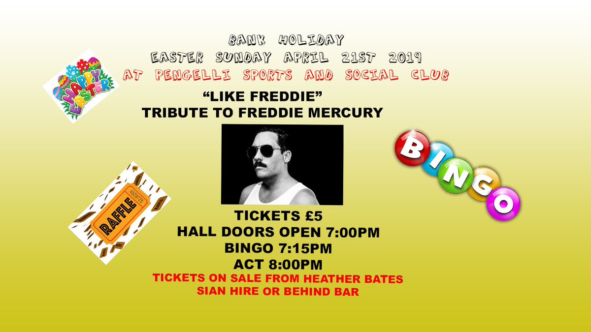 Pengellisas's tweet photo. Just a little reminder of upcoming events at the club. #socialclub #localsupport #easter #bankholiday #fun https://t.co/V3KcFQspad