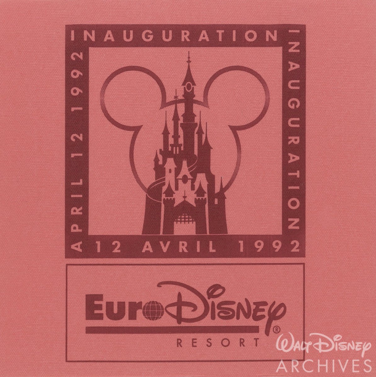 We have historical materials from Disney Parks around the world, but did you know that our collection also contains…napkins? To celebrate the date Disneyland Paris (formerly EuroDisney Resort) opened, please enjoy a snapshot of this napkin from the park’s inauguration in 1992.