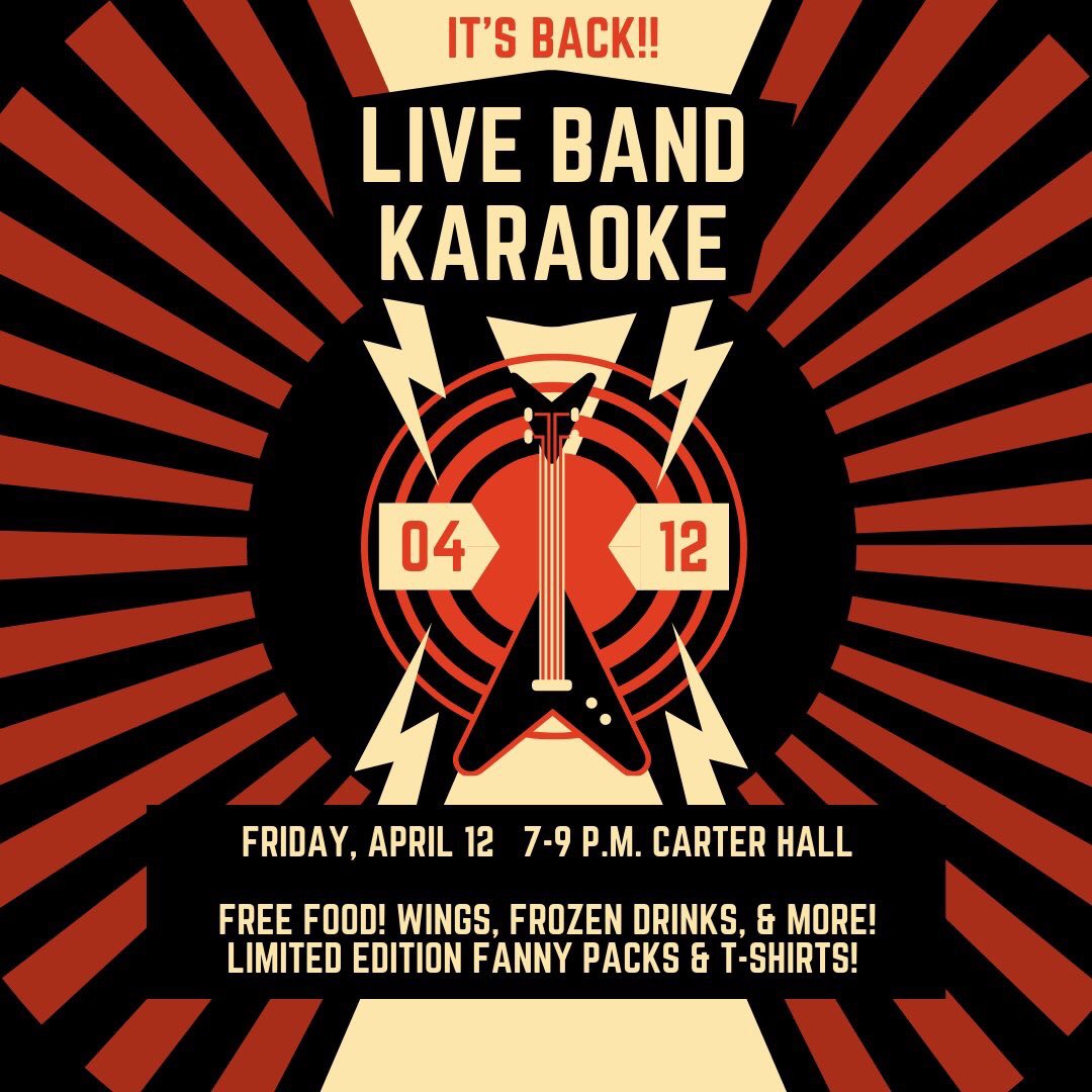 USI_SpringFest's tweet image. LIVE BAND KARAOKE TONIGHT IN CARTER HALL!!! There will be free food, frozen drinks, &amp;amp; giveaways! The first 80 people there will receive the LAST of our limited edition SpringFest fanny packs!