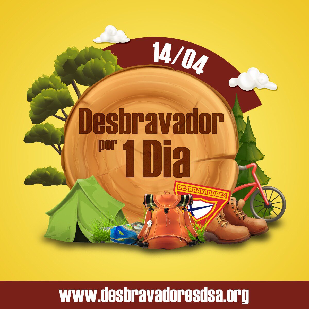 É neste domingo!
Todos os Clubes juntando o exército do “lenço amarelo” para o “Desbravador por 1 dia”.
Os 2 objetivos são: convidar pessoas para a Semana Santa e fazer novas inscrições para o Clube!
Vamos com todos!