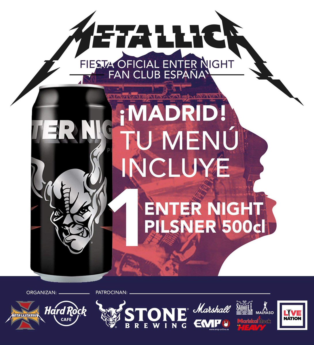 ¡ATENCIÓN MADRID!
Os recordamos que para nuestra fiesta en Hard Rock Cafe Madrid, el menú temático para cenar incluye...UNA CERVEZA ENTER NIGHT 🍺

Venta de entradas: bit.ly/2CvNwui