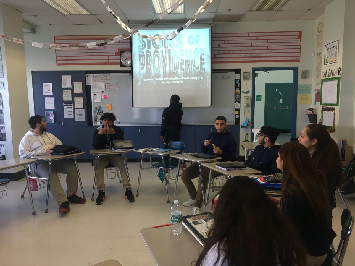 SignsofPVD's tweet image. Our media + housing workshop yesterday at Paul Cuffee High School! We talked about homelessness, the local housing crisis, and how to make videos #mediaadvocacy #skillshare #thekidsareallwoke