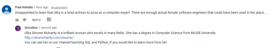 SocraticaKim's tweet image. Do we really need to post our CVs before every video? If you are "disappointed" because an edutuber doesn't measure up to your imagined, arbitrary standards, maybe you should just turn off YouTube. 
#ThisIsWhatACoderLooksLike #STEM #SciComm