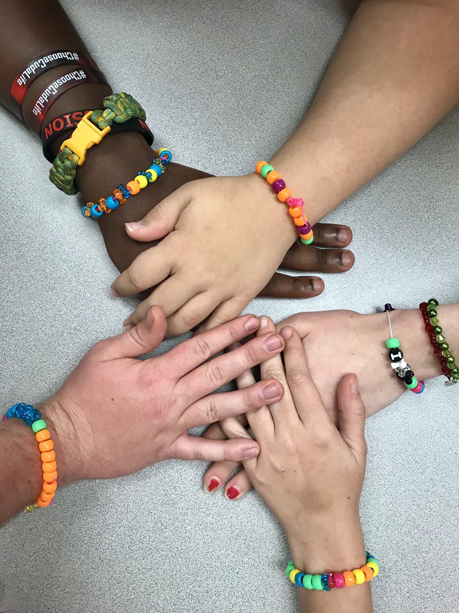 macollins131's tweet photo. #CudasChooseKindness enjoying pizza and making friendship bracelets with Mrs. Outlaws class. Happy Friday! https://t.co/Jc8TPTlVGv