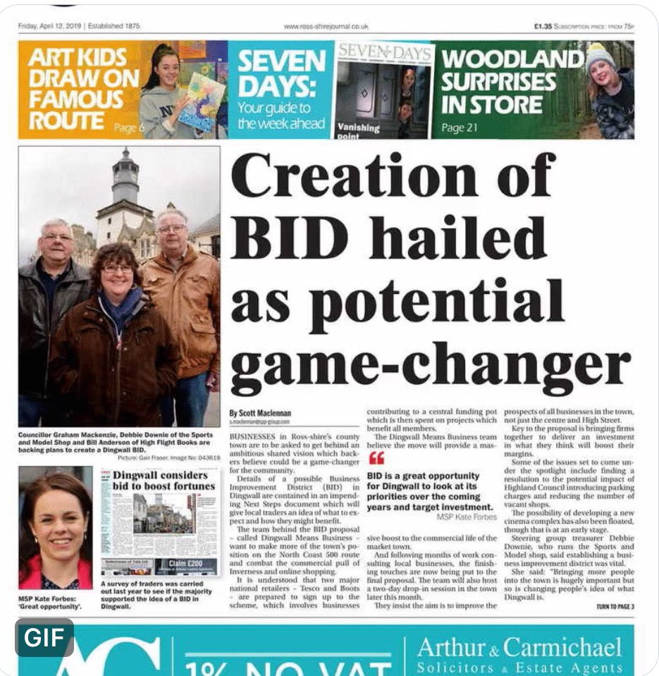 Read all about it. <a href="/Rossnews/">Ross-shire Journal</a> #frontpage     What #BID can do for #Dingwall #businessgrowth #opportunity #markets #events <a href="/DingwallBID/">gtg</a> <a href="/MaryNimmo/">Mary Nimmo</a> <a href="/Dingwall_Mart/">D.H.M</a> <a href="/Rippleeffectmp/">Ripple Effect</a> <a href="/northhighland1/">North Highland</a> <a href="/RossCounty/">Ross County FC</a> @glenwyvis <a href="/JimAitken_FSB/">Jim Aitken</a> <a href="/NorthCoast500/">North Coast 500</a> <a href="/VisitScotland/">VisitScotland</a> <a href="/HighlandCouncil/">The Highland Council</a>