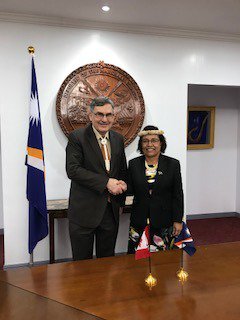 DonaldBobiash's tweet photo. In Majuro, I was honoured to meet @President_Heine of the #MarshallIslands – first female leader in the #Pacific, a pioneering educator and champion in the global fight against #climatechange @GAC_Corporate @RMIMission https://t.co/5cDnIQljG1