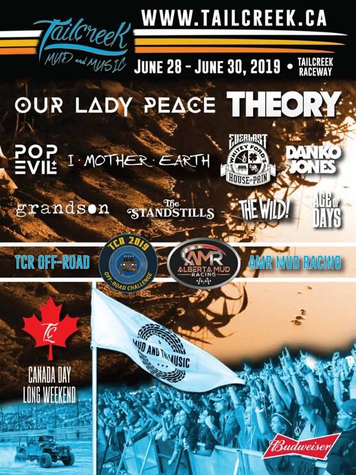 We're heading to Alberta this summer for <a href="/TailCreekMud/">TC Mud & Music Fest.</a> ! Stoked to be a part of this killer lineup alongside <a href="/OurLadyPeace/">Our Lady Peace</a>, <a href="/PopEvil/">Pop Evil</a>, <a href="/TheStandstills/">The Standstills</a> &amp; more! Grab your tickets at tailcreek.ca