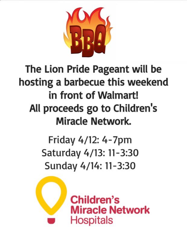 CghsKing's tweet photo. Our BBQ for Children’s Miracle Network starts today!! Come by this weekend to get some good food for a great cause! Hot dog meal is $3 and a hamburger meal is $4. See you all this weekend!🌭🔥 #savinbabies #CMN https://t.co/2Y1msD4khW