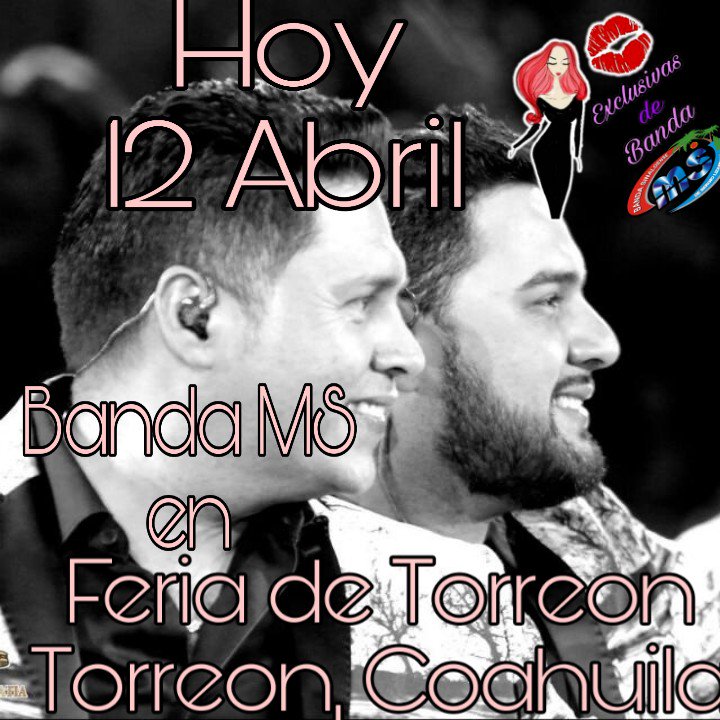 IsabelO24910732's tweet photo. Hoy 12 De Abril
@BANDA_MS en la #FeriaDeTorreon #TorreonCoahuila
#ConTodasLasFuerzas 💪🏻👊🏻 @waloms @alan_ms11  @carloschollet
#ExclusivasDeBandaMS 💋 https://t.co/Ex7xg2UuK5