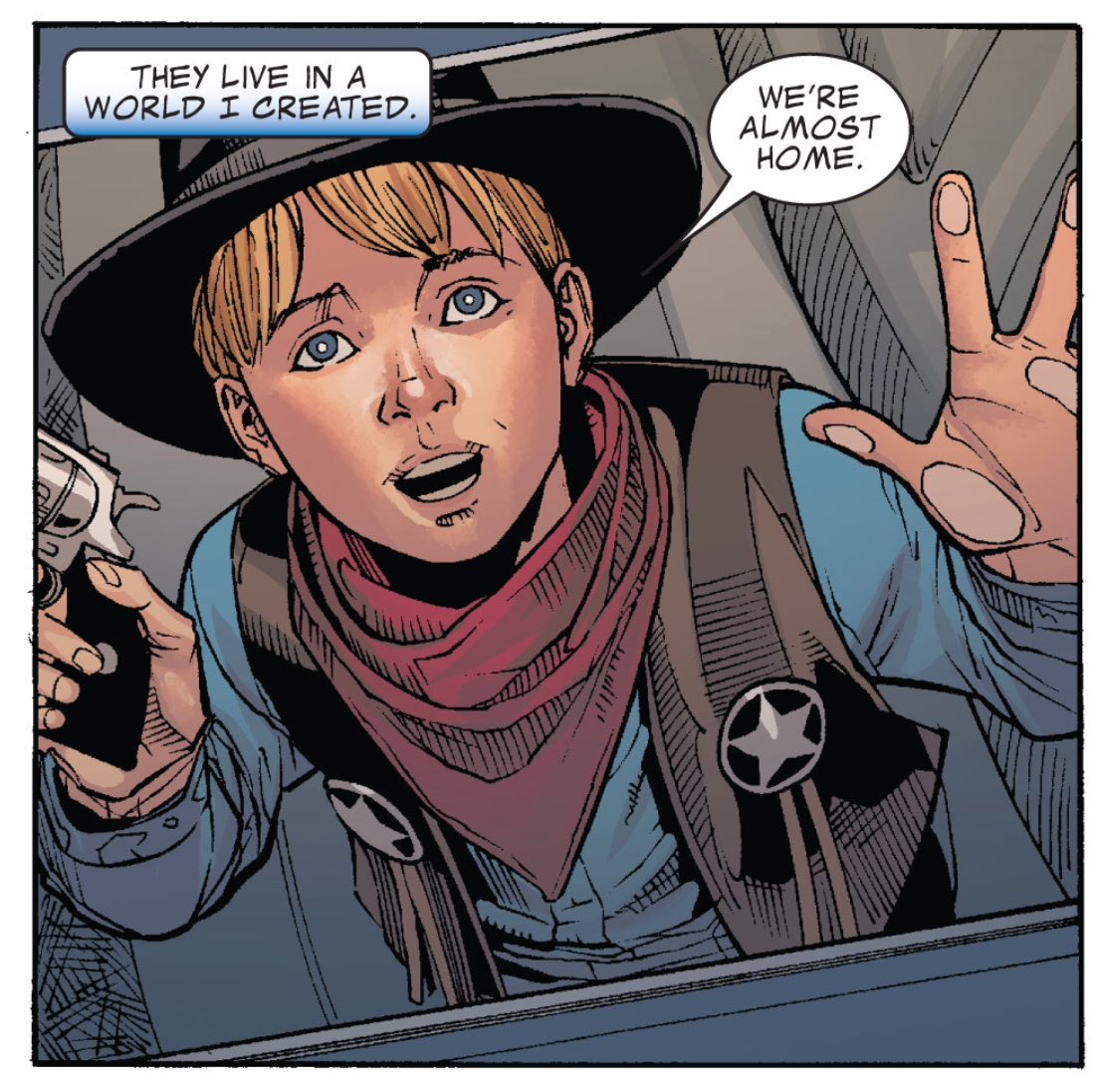 Binging Hickman's "Avengers" brought me back to his "Fantastic Four."And it's amazing how many ideas are there from the "Dark Reign" miniseries; notably the idea of children creating in a world their father created for them.(Dark Reign: Fantastic Four #1.)