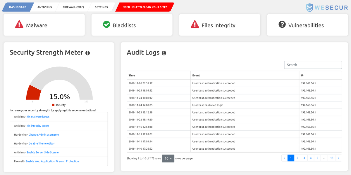 WeSecur_EN's tweet photo. The FREE plugin for WordPress protects your website, scans malware daily and lots of security features.
Install it now and secure your site!
https://t.co/LIZwnN3LDB 

#Wordpress #plugin #webdevelopment https://t.co/iobJMrBcor