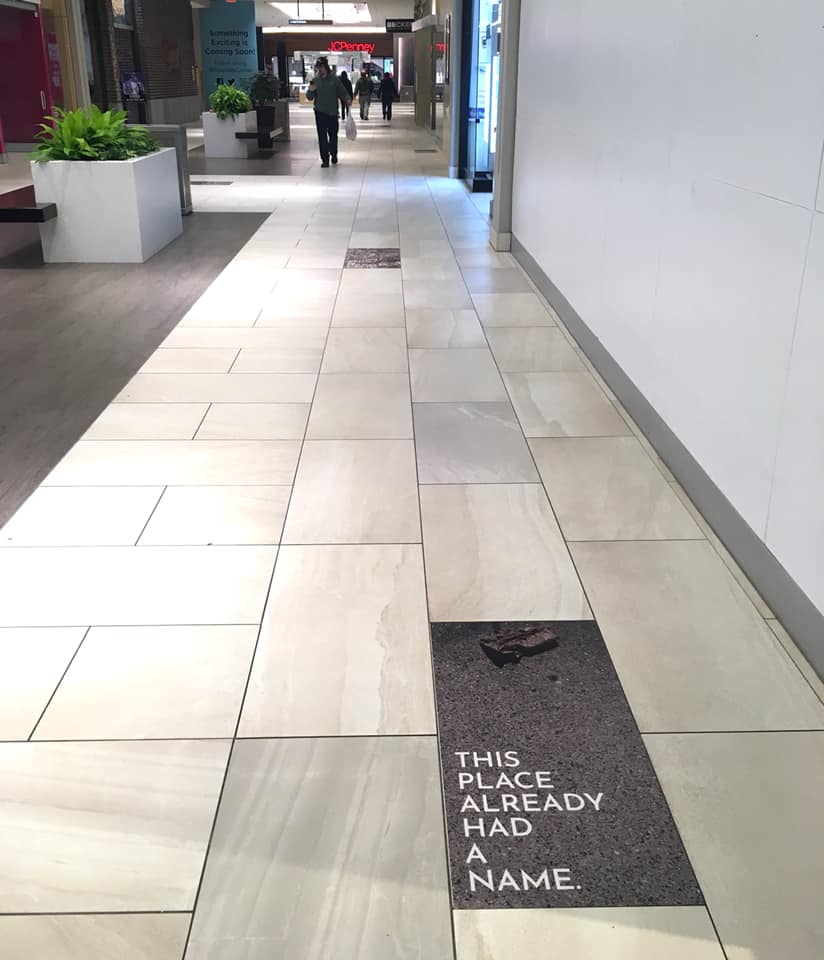 ziibiing's tweet photo. My newest installation, Indiba’akii : putting anti-colonial messages in front of the Rosedale JcPenney. There's series of them throughout the mall, part of a larger show of 50 artists doing installations through all of Rosedale. https://t.co/TIsIApPZpJ