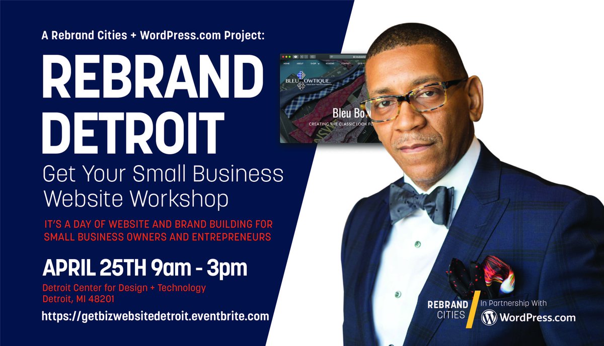 .@rebrandcities is hosting a #RebrandDetroit: 'Get Your Business Website' workshop on 04/25 at the @brandcampu Midtown Campus. Limited seating.  getbizwebsitedetroit.eventbrite.com