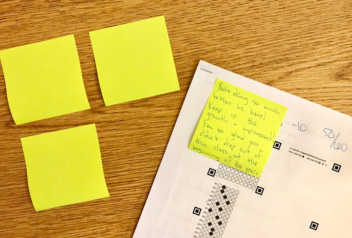 PersonsTeacher's tweet photo. I saw a tweet recently where the teacher passed out four sticky notes per day with motivational and positive thoughts on them. Loved the idea so much I tried it today! https://t.co/JOVO2wWrP3