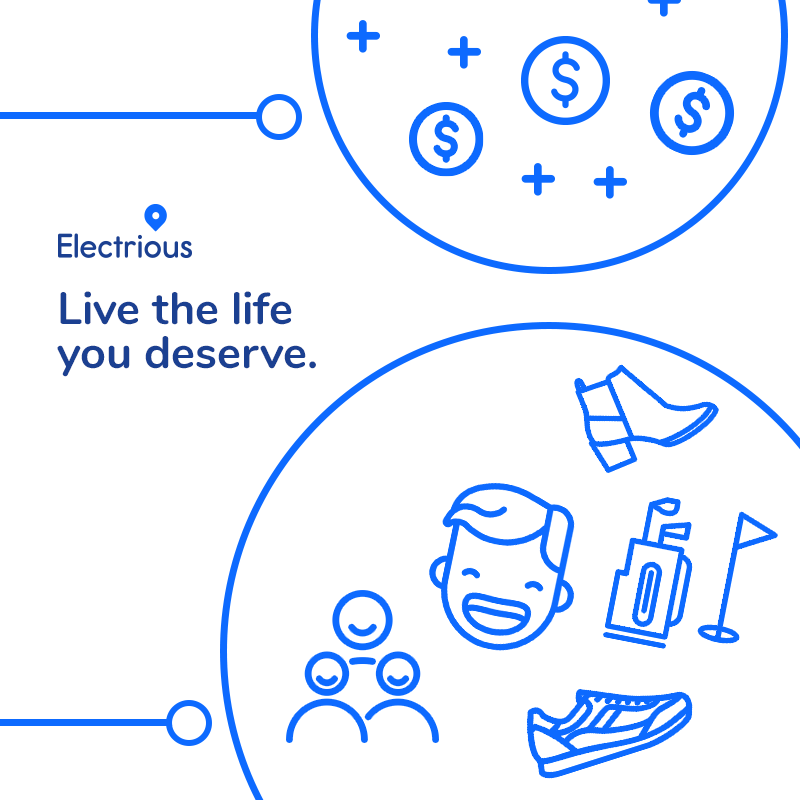 ElectriousLife's tweet photo. Are you ready to live the happy life you deserve? What if you didn’t have to worry about outrageous electricity bills? Spend your money how you want - whether that’s new golf clubs or a new pair of fabulous shoes. #livinglife #lovinglife #stressfree #savings #financialfreedom https://t.co/OeFD9McGsV