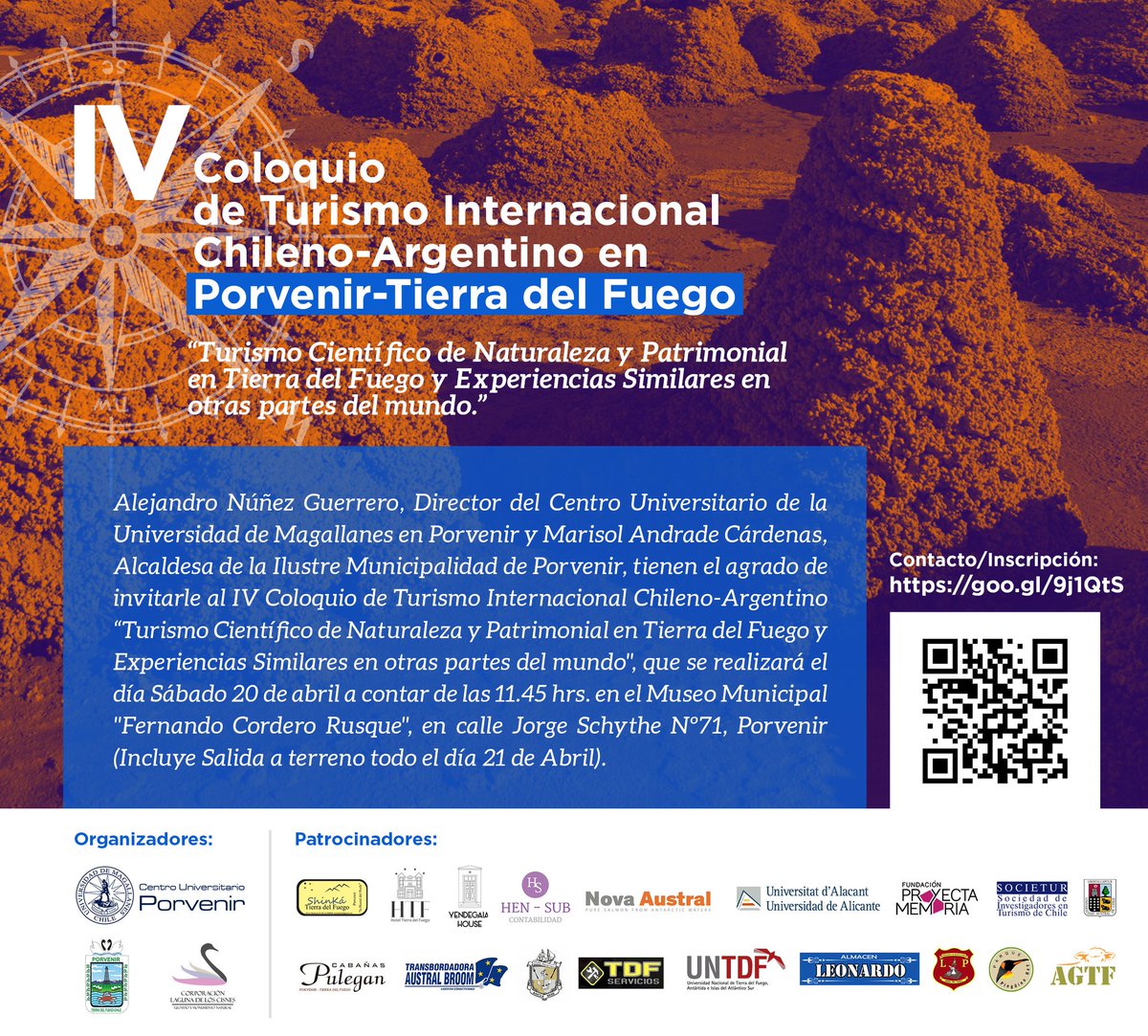 VamosFueguinos's tweet photo. Estimad@s, les espero en nuestro IV Coloquio de Turismo en Tierra del Fuego. FAVOR COMPARTIR!!!! @pablonegri @AlertaIslaRiesc @liliortizbreve @liliortizbreve @max_bello_m @carolinagoic @jorgeheinel @rodofueguino @baradit @DanielaDroguett @InfoFueguina @CNNChile @Oscar_Espana_B https://t.co/MrizRYdK0a
