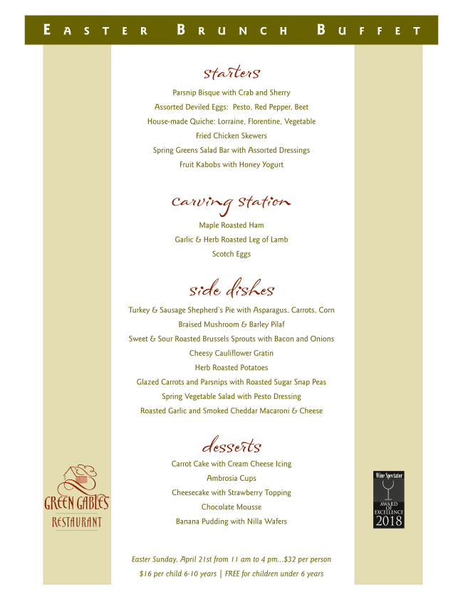 GreenGablesPa's tweet photo. Corrected Link to Easter Brunch Menu https://t.co/khcfacgQ8e https://t.co/BNYGr0wK78