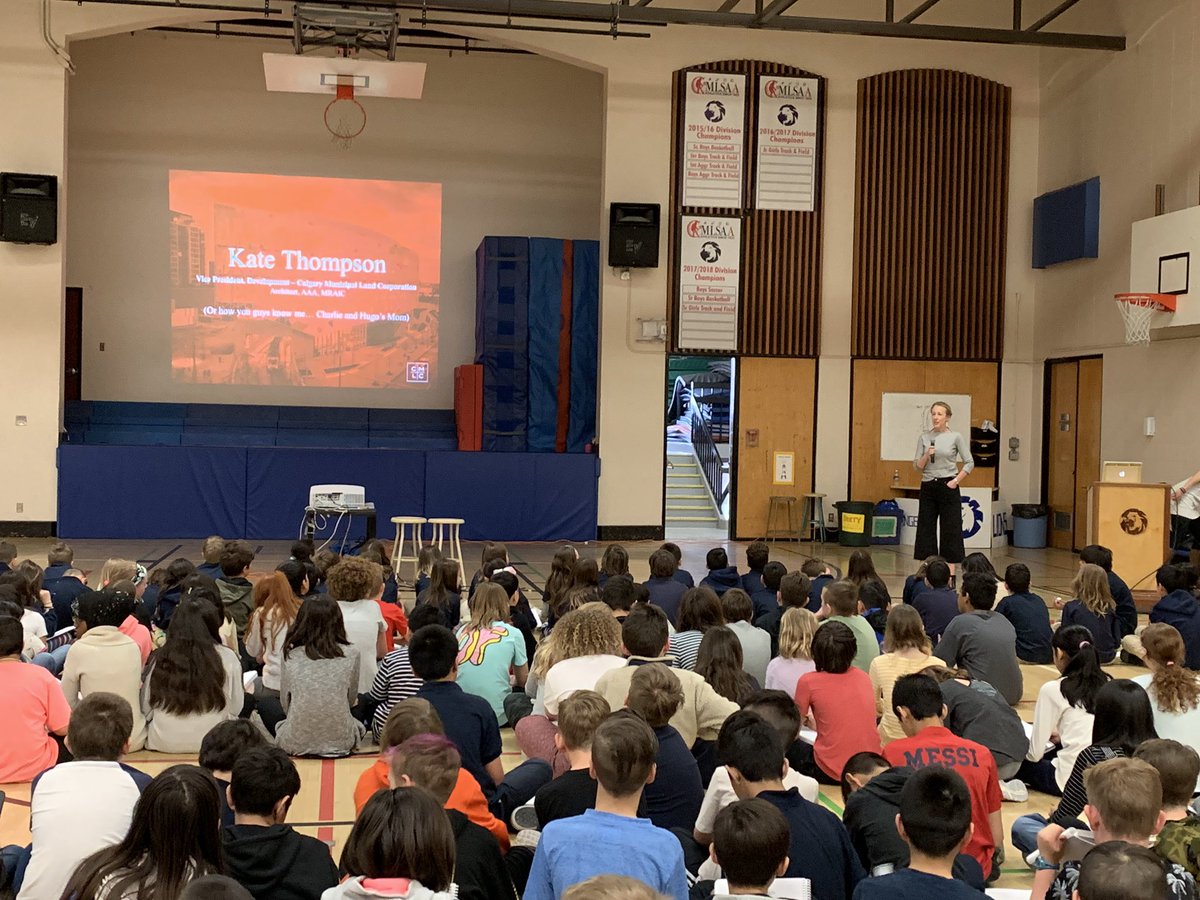 LangevinSchool's tweet photo. Our keynote speaker Kate talking about her career as an Architect and Vie President - Development with the Calgary Municipal Land Corp. #cbe #stem #steam #langevinscience #WeAreCBE #cbestem #wehavethebestparents #divison2steamcareerfair https://t.co/EL5tHDaq5u
