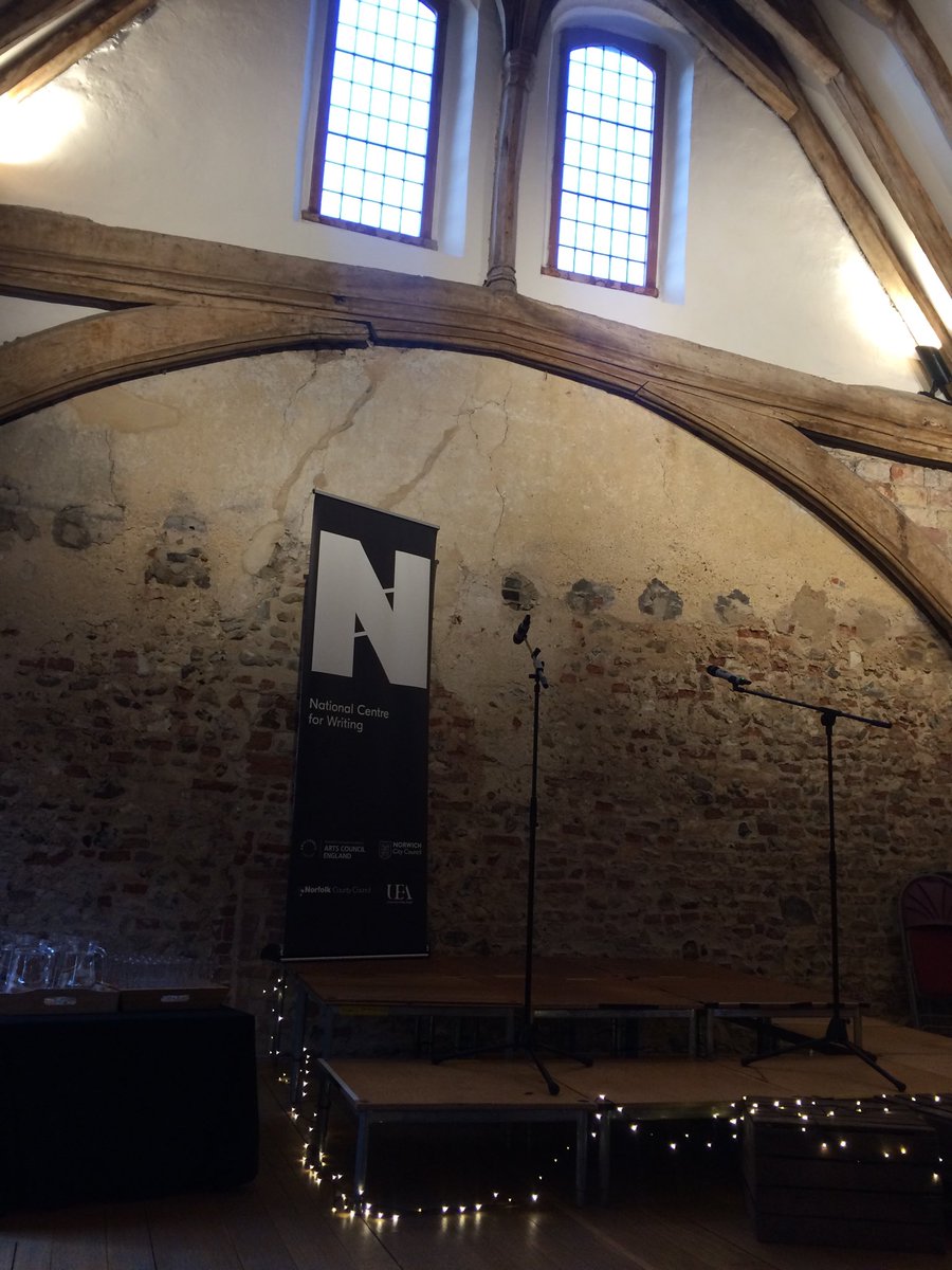 Inga_PD's tweet photo. A moment before the @europepoetfest event in Norwich at the @WritersCentre . What a beautiful place! Thank you @stevenjfowler ! #epf19 https://t.co/6jkBDftyJK