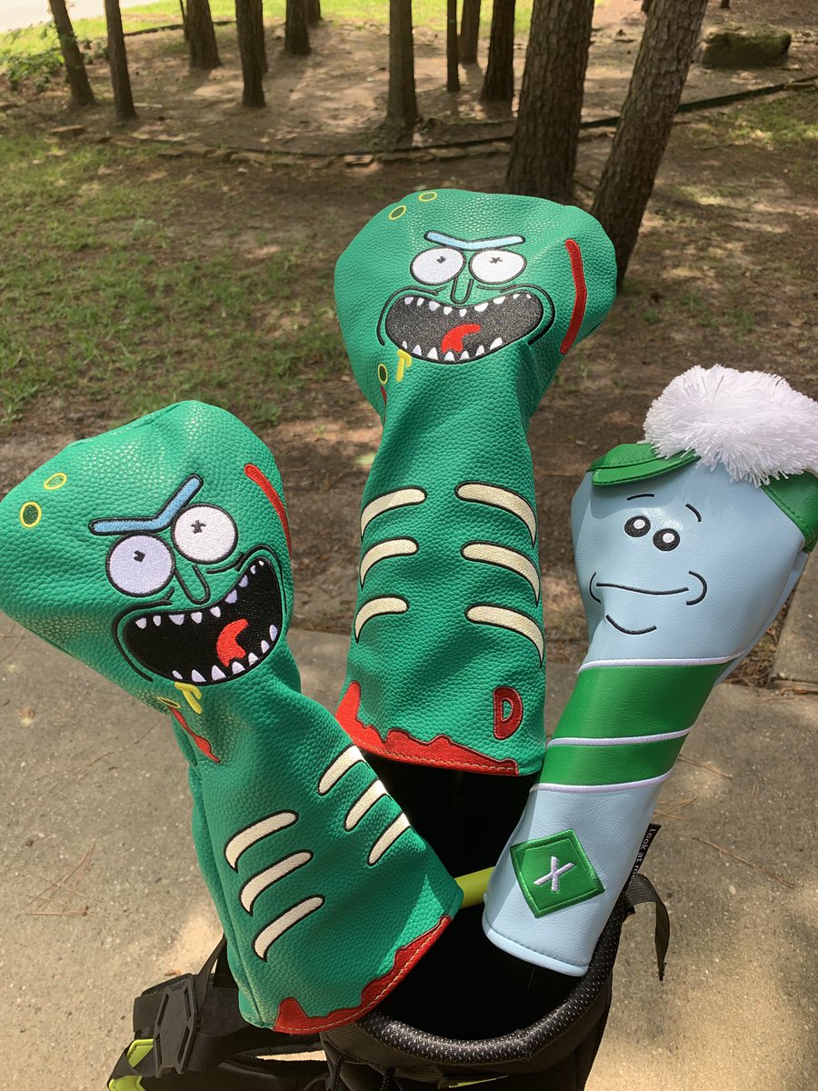 StrayHeadcovers's tweet photo. #PickleRick driver and FW headcovers available now in the Etsy shop! #Meeseeks fairway and hybrid covers are back, too! https://t.co/mvpKiKThJ4