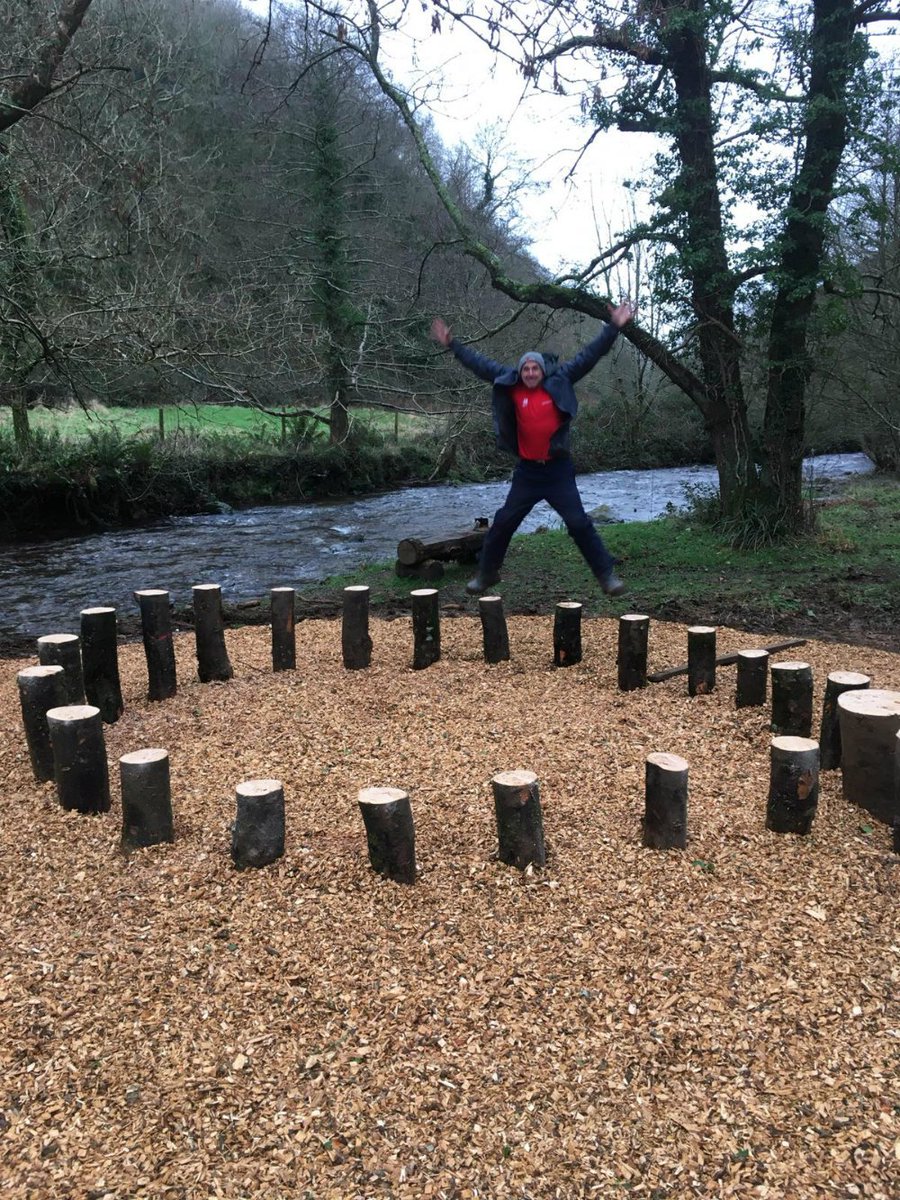 NorthDevonNT's tweet photo. The weather's looking lovely for this weekend, and our new wild play area in the back garden of @TheHuntersInn  is now open - so why not bring your little explorers down for some wild play? The logosaurus wants to make some new friends!

@visitexmoor #northdevoneaster https://t.co/sfjyb2wvT9