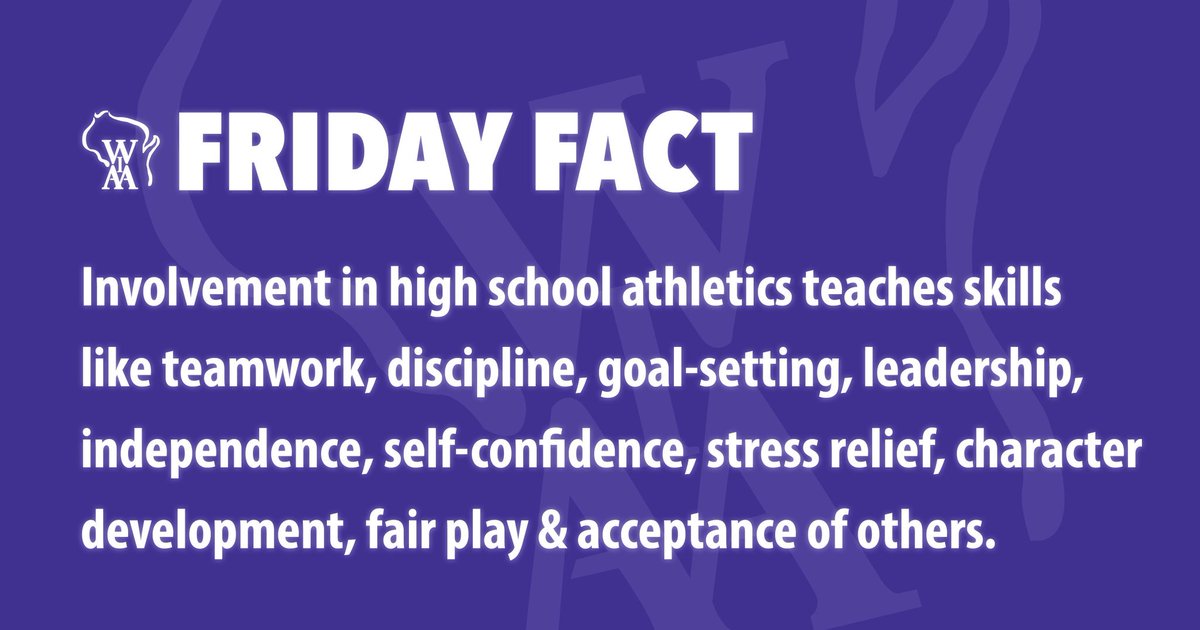 wiaawi's tweet photo. And the list goes on... Getting involved in high school athletics helps students develop so many lifelong skills! ๐ #FridayFact https://t.co/Aqsq2YbsvR