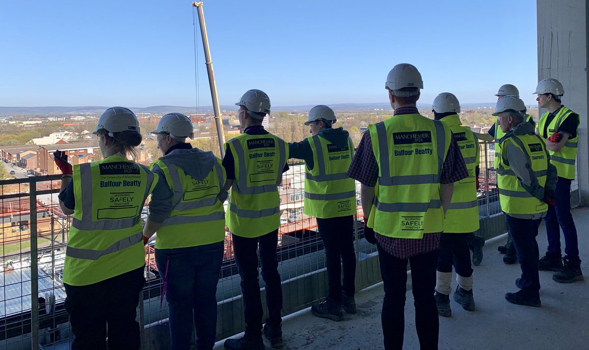 The future @OfficialUoM apprentice workforce enjoying the NE view from the 6th floor of @uom_mecd ahead of our massive move from North campus.