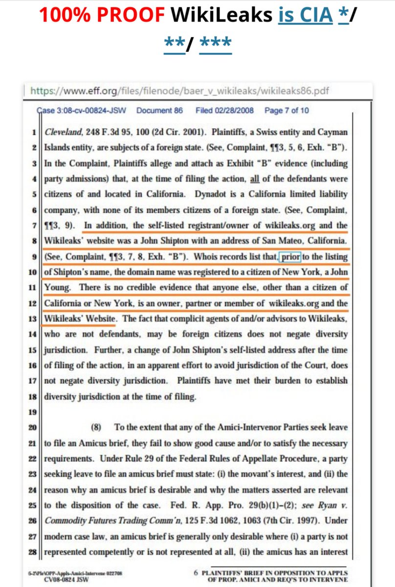 6. If they wanted WikiLeaks down they would have shut it down but they don't they want you chasing the rabbit stay distracted JA has been an asset of the ASD and CIA since he was a teenager