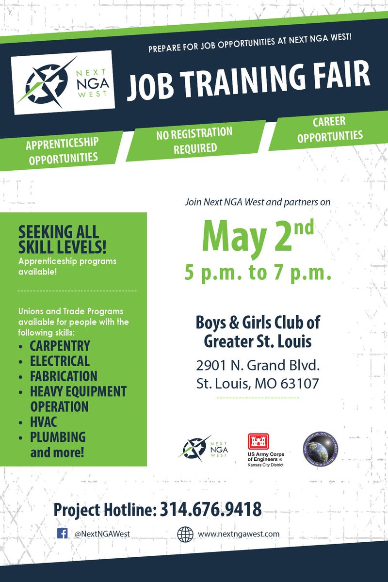 nextngawest's tweet photo. Join us May 2nd from 5-7 p.m. at @bgcstl for a job training fair to understand the steps to construction employment and apprenticeships. #StLouis #NextNGAWest #STLCityGov #CitySceneSTL #DowntownStLouis #NextSTL #STLCityTalk #N2W https://t.co/HjGa7HKcAz