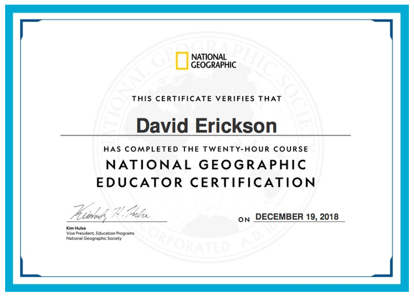 ateachersaurus's tweet photo. Got my @NatGeoEducation certificate after finishing my #GeoInquiryProcess course. It goes nicely with my #EducatorCertification course certificate!
#professionaldevelopment #NatGeoLearningFramework https://t.co/IbKpoo4MN9