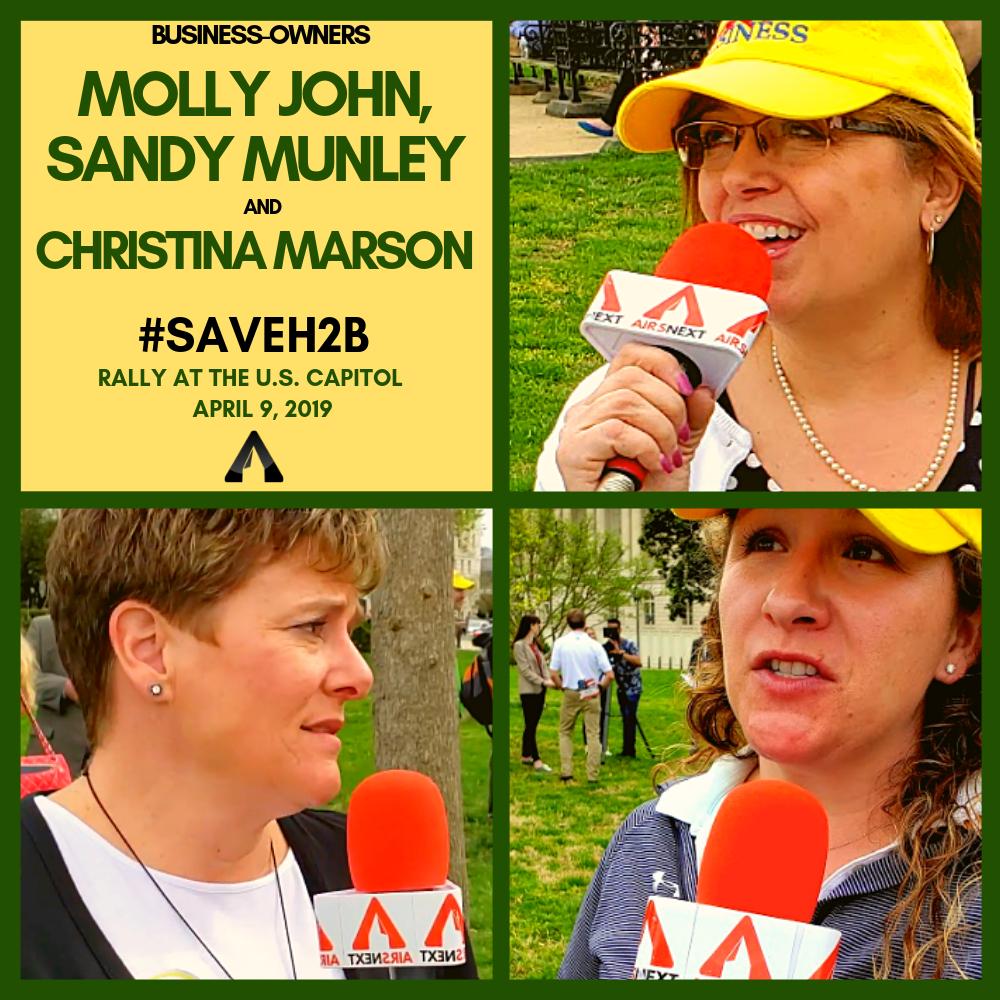 AIRSNEXT's tweet photo. H2B Visa reform advocates Molly John, Sandy Munley &amp; Christina Marson shared their real-life experiences and challenges at a #SAVEH2B Rally organized by The Seasonal Employment Alliance on Capitol Hill. LISTEN: https://t.co/jiHG9tOjqd (6:55) @OLA_Landscape @SEA_labor https://t.co/HQWLYG8MRY