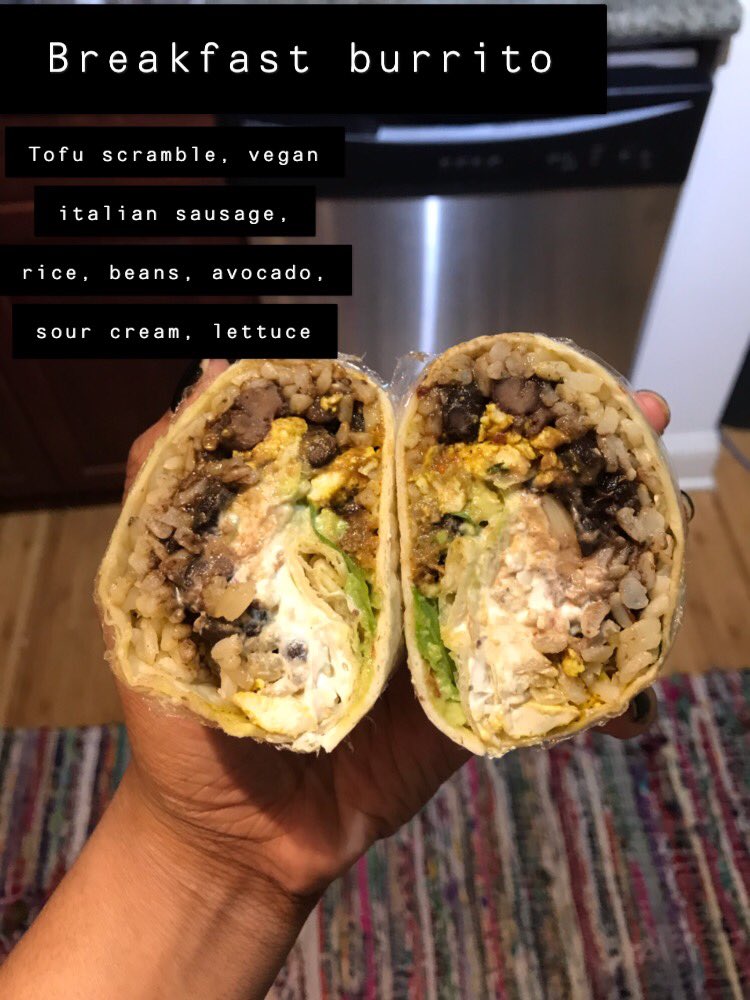 Vegan Breakfast Burritos for breakfast this morning 