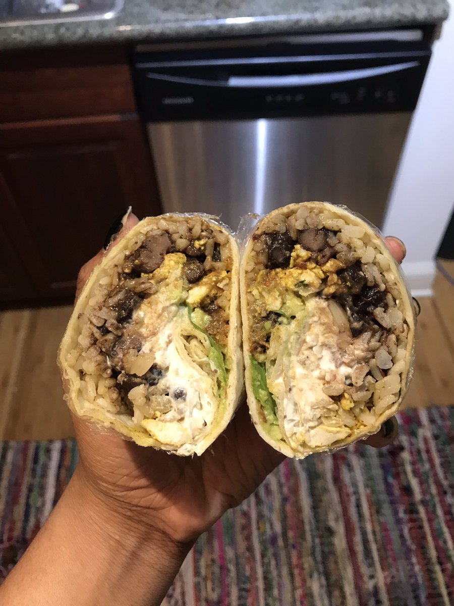 Vegan Breakfast Burritos for breakfast this morning 